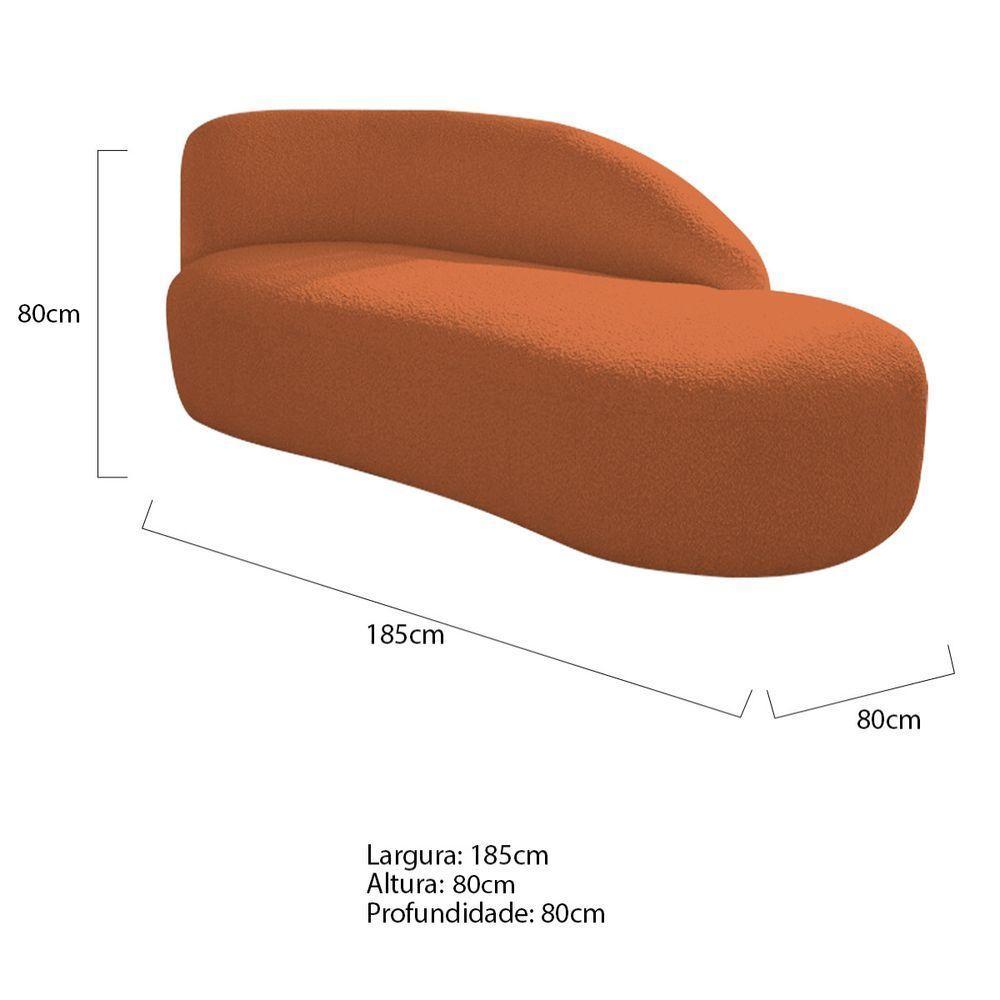 Kit Divã Luna 185cm Lado Direito E 01 Poltrona Base De Ferro Dourado Suede Cor Terracota - 9