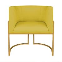 Kit Divã Luna 185cm Lado Direito E 01 Poltrona Base De Ferro Dourado Suede Cor Amarelo - 5