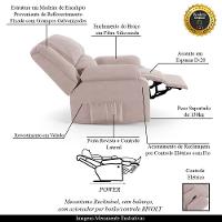 Poltrona Do Papai Reclinável Melim Controle Power Elétrico Veludo Fh1 - D'rossi Cor Rose - 8