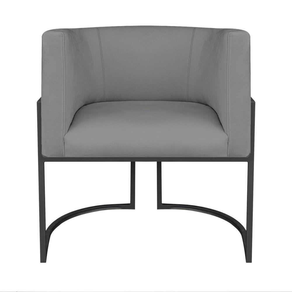 Kit Divã Luna 185cm Lado Esquerdo E 01 Poltrona Base De Ferro Preto Suede Cor Cinza - 5