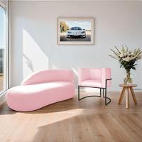 Kit Divã Luna 160cm Lado Esquerdo E 01 Poltrona Base De Ferro Preto Suede Cor Rosa Bebê - 8