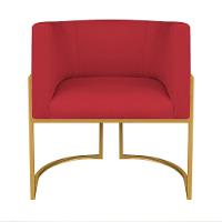 Kit Divã Luna 160cm Lado Esquerdo E 01 Poltrona Base De Ferro Dourado Suede Cor Vermelho - 5