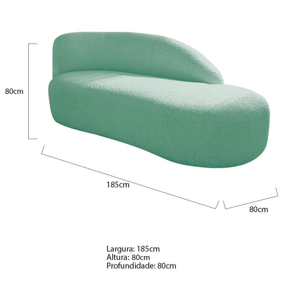 Kit Divã Luna 185cm Lado Direito E 01 Poltrona Base De Ferro Dourado Suede Cor Azul Tiffany - 4