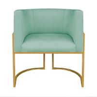 Kit Divã Luna 185cm Lado Direito E 01 Poltrona Base De Ferro Dourado Suede Cor Azul Tiffany - 6