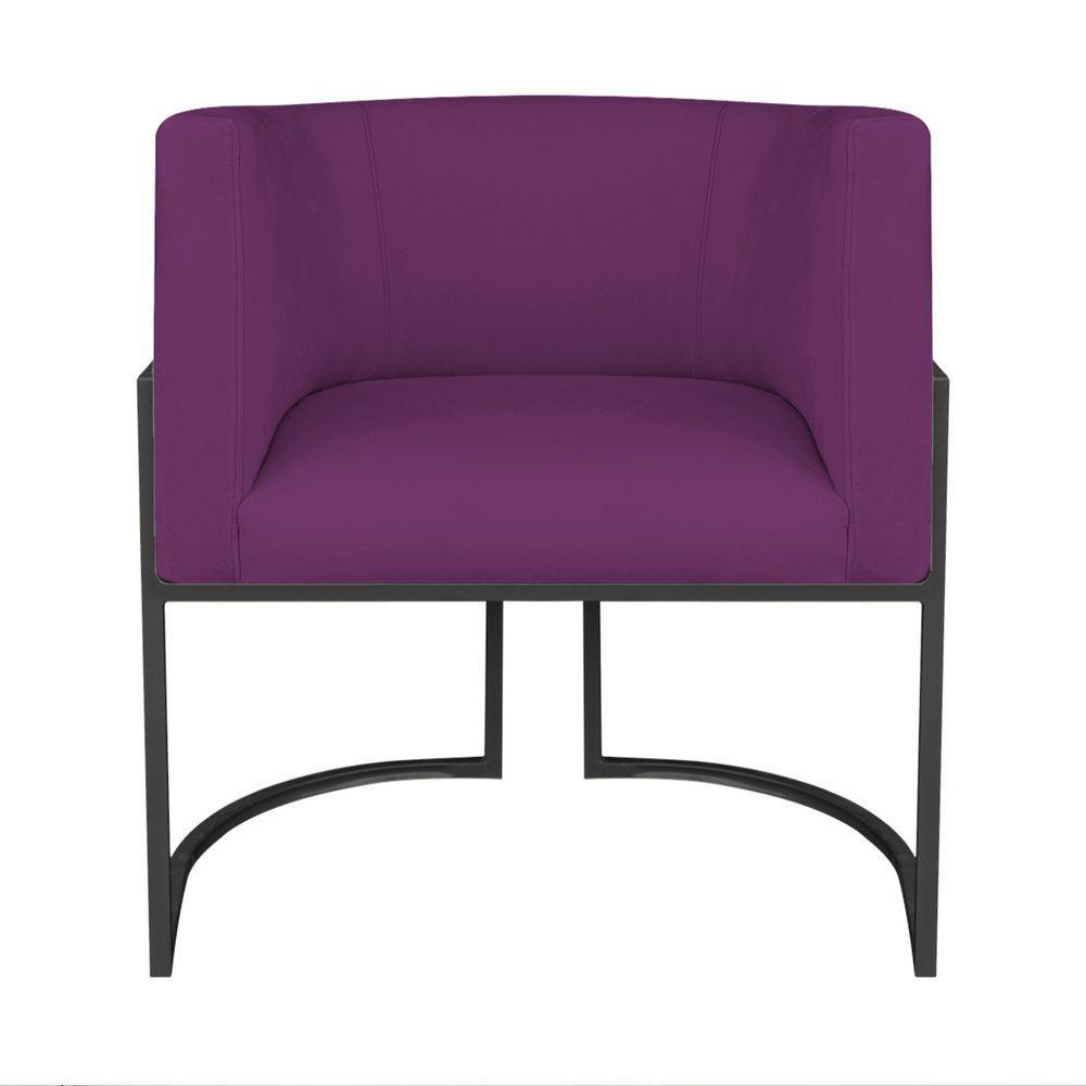 Kit Divã Luna 160cm Lado Esquerdo E 01 Poltrona Base De Ferro Preto Suede Cor Roxo - 5