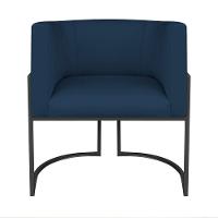 Kit Divã Luna 185cm Lado Direito E 02 Poltronas Base De Ferro Preto Suede Cor Azul Marinho - 5