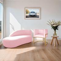 Kit Divã Luna 160cm Lado Esquerdo E 01 Poltrona Base De Ferro Dourado Suede Cor Rosa Bebê - 9