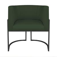 Kit Divã Luna 185cm Lado Direito E 02 Poltronas Base De Ferro Preto Linho Cor Verde - 6