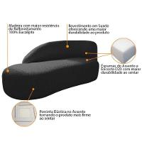 Kit Divã Luna 160cm Lado Esquerdo E 01 Poltrona Base De Ferro Dourado Suede Cor Preto - 6