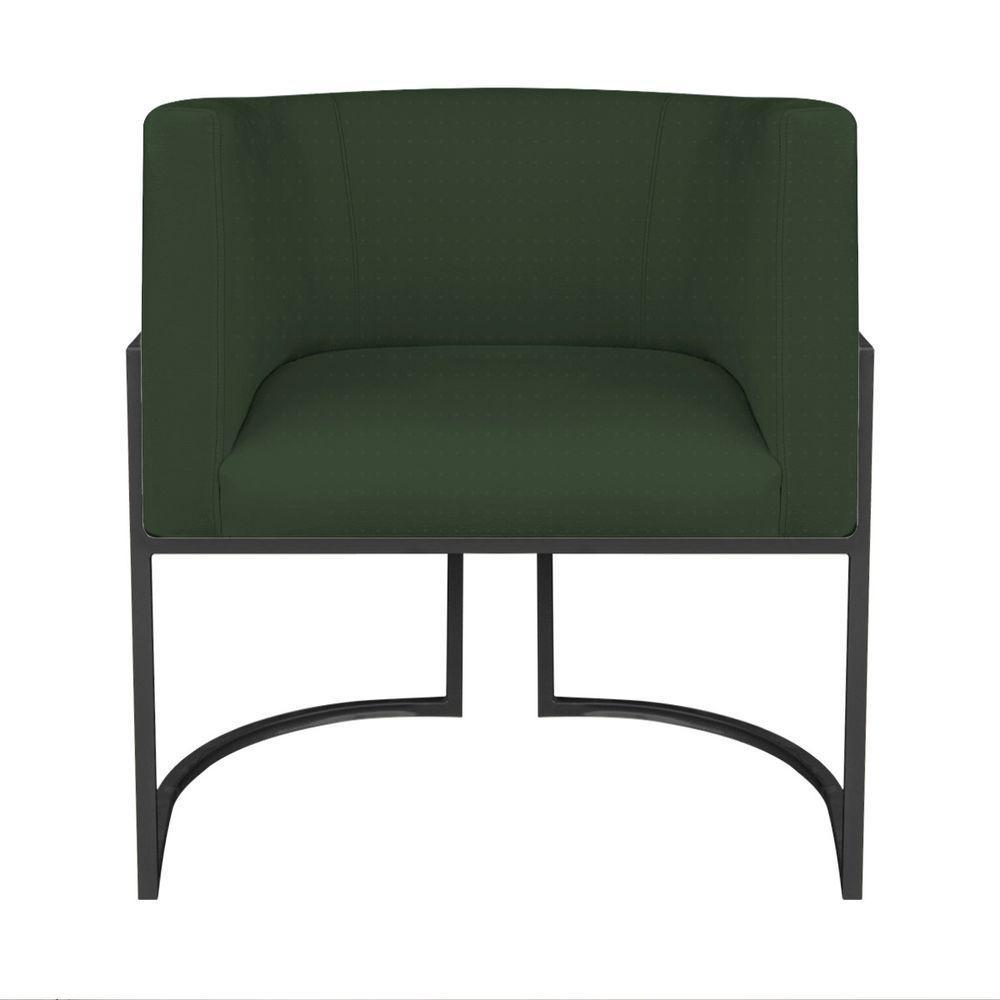 Kit Divã Luna 185cm Lado Esquerdo E 02 Poltronas Base De Ferro Preto Linho Cor Verde - 10