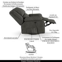 Poltrona Do Papai Reclinável Melim Glider Giratória Linho Grafite Fh1 - D'rossi - 7