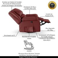 Poltrona Do Papai Reclinável Melim Glider Giratória Massagem Sintético Pu Fh1 - D'rossi Cor Vermelho - 2