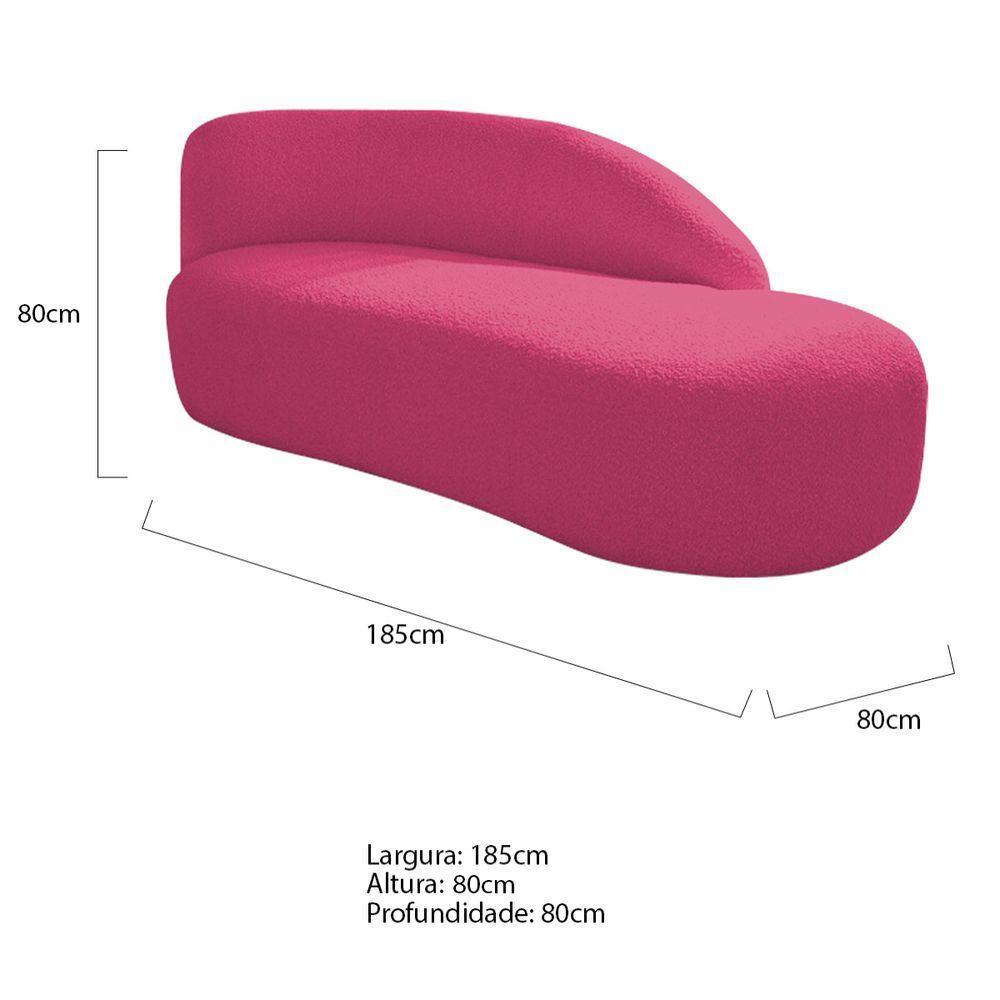 Kit Divã Luna 185cm Lado Direito E 02 Poltronas Base De Ferro Preto Suede Cor Pink - 6