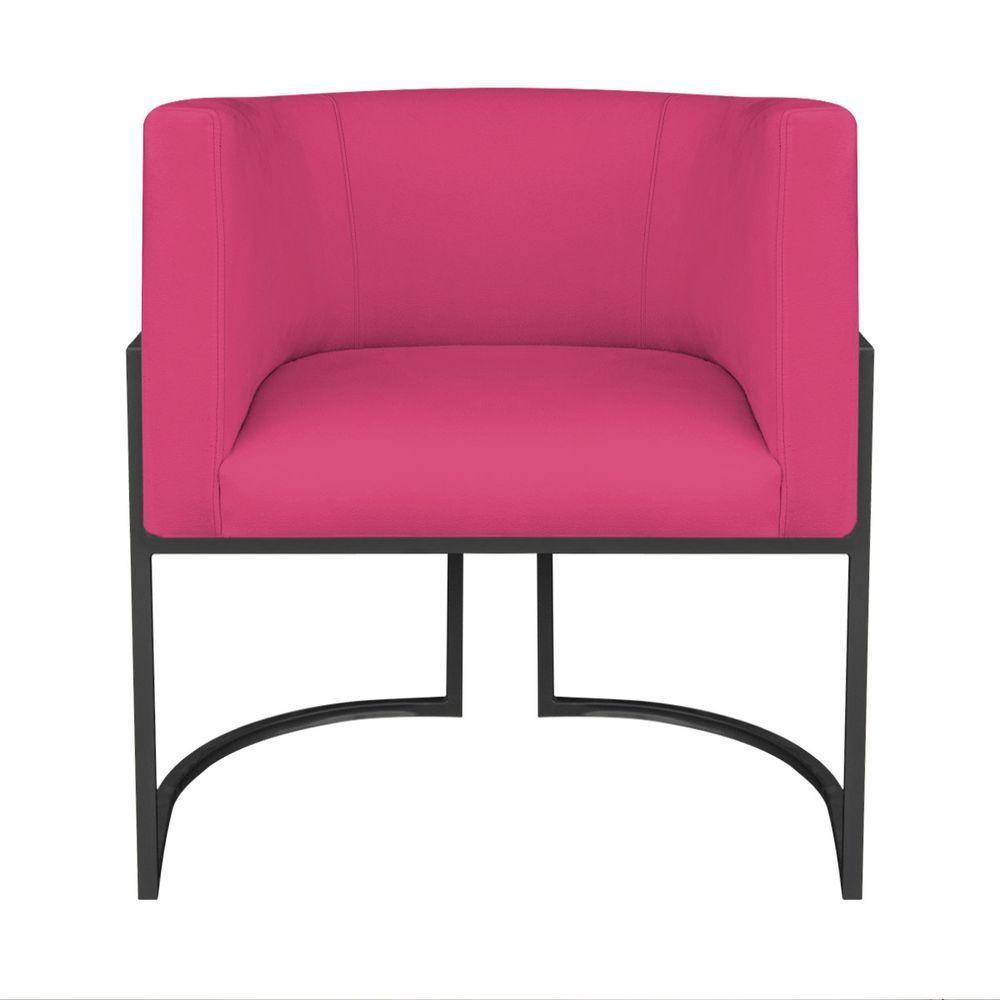 Kit Divã Luna 185cm Lado Direito E 02 Poltronas Base De Ferro Preto Suede Cor Pink - 9