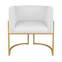 Kit Divã Luna 185cm Lado Esquerdo E 01 Poltrona Base De Ferro Dourado Suede Cor Branco - 5