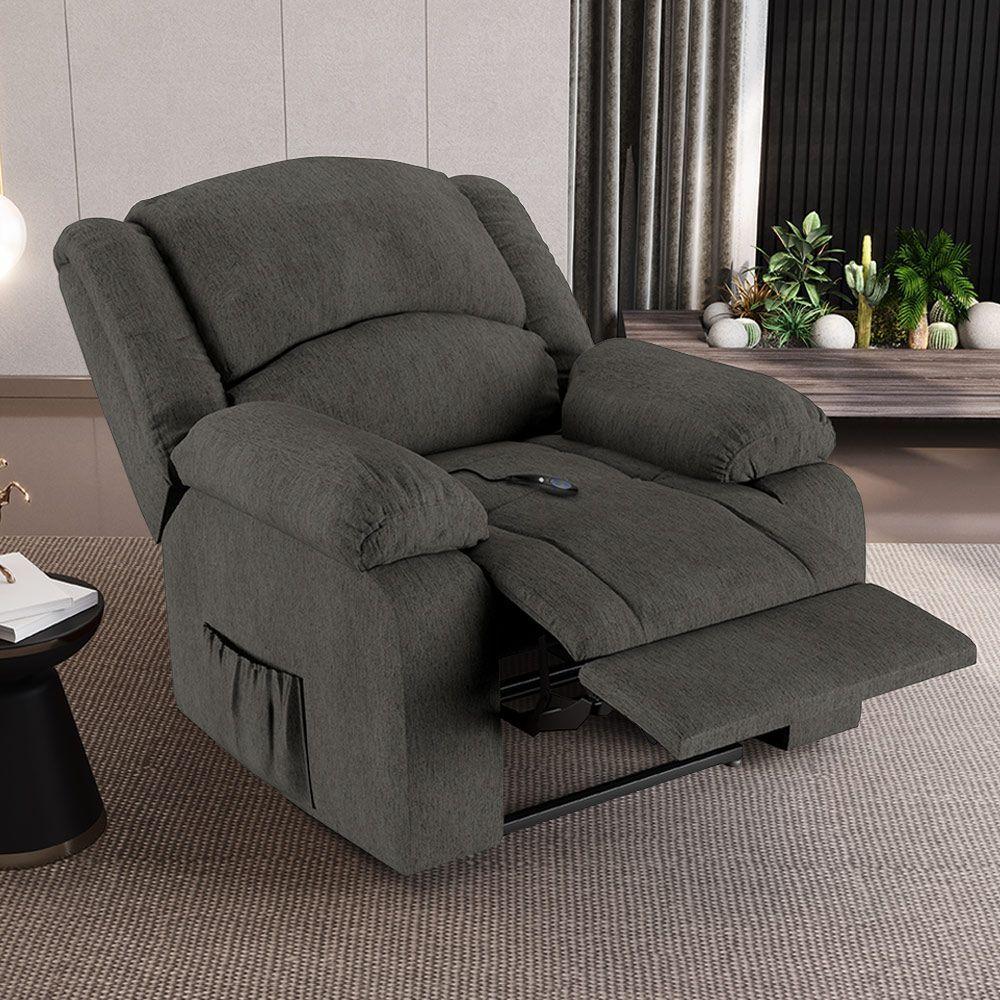 Poltrona Do Papai Reclinável Melim Controle Power Elétrico Linho Grafite Fh1 - D'rossi - 7