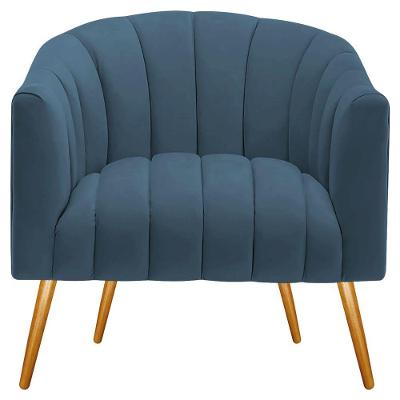 Poltrona Decorativa Sala De Estar Recepção Senna Linho - Doce Sonho Móveis Cor Azul Royal