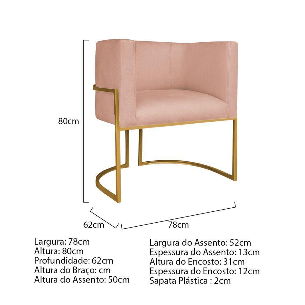 Kit Divã Luna 185cm Lado Esquerdo E 01 Poltrona Base De Ferro Dourado Suede Cor Rosê - 9