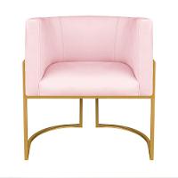 Kit Divã Luna 185cm Lado Esquerdo E 01 Poltrona Base De Ferro Dourado Suede Cor Rosa Bebê - 5