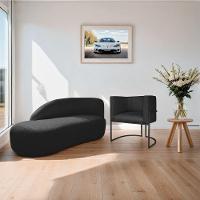 Kit Divã Luna 160cm Lado Esquerdo E 01 Poltrona Base De Ferro Preto Suede Cor Preto - 6