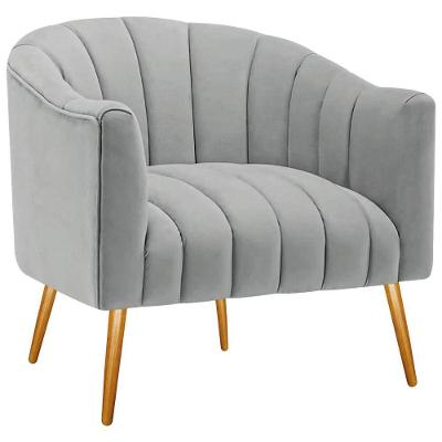 Poltrona Decorativa Sala De Estar Recepção Senna Bouclé - Adj Decor Cor Cinza