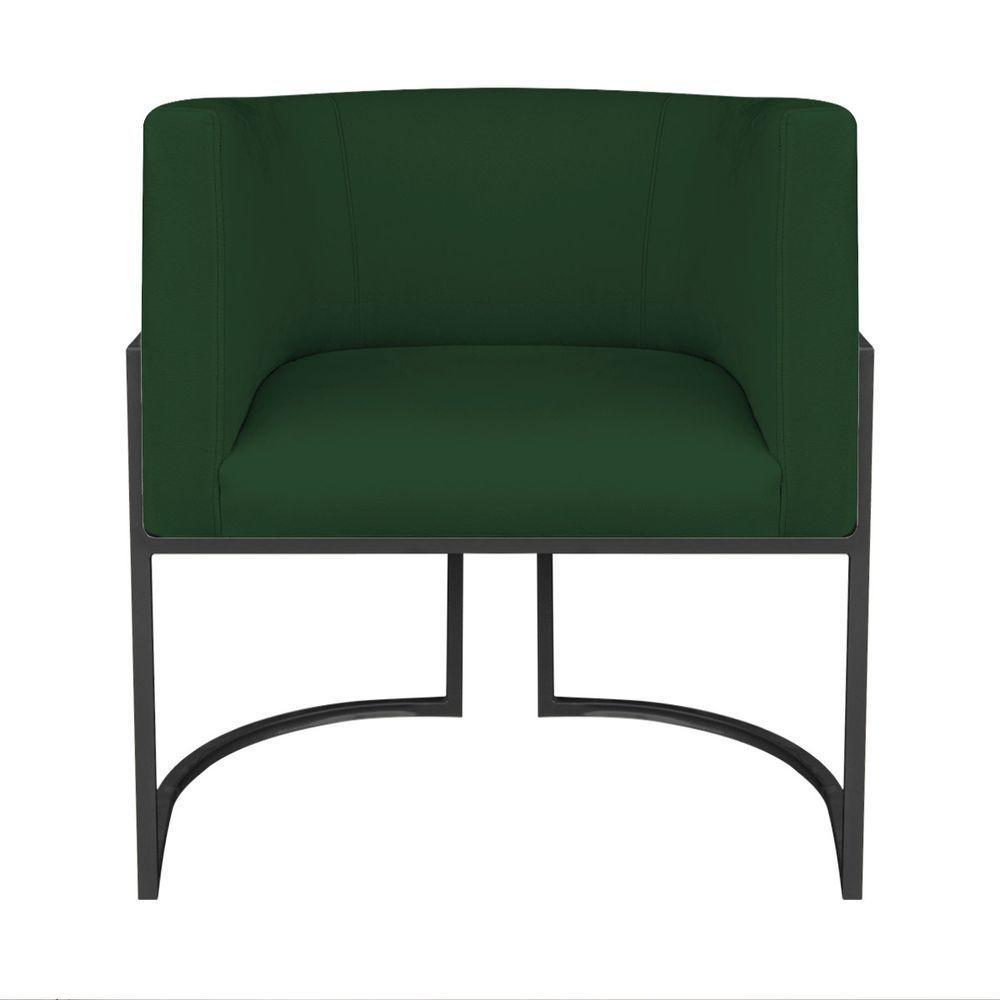 Kit Divã Luna 185cm Lado Esquerdo E 01 Poltrona Base De Ferro Preto Suede Cor Verde - 5
