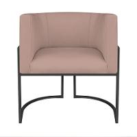 Kit Divã Luna 185cm Lado Direito E 02 Poltronas Base De Ferro Preto Linho Cor Rosê - 8