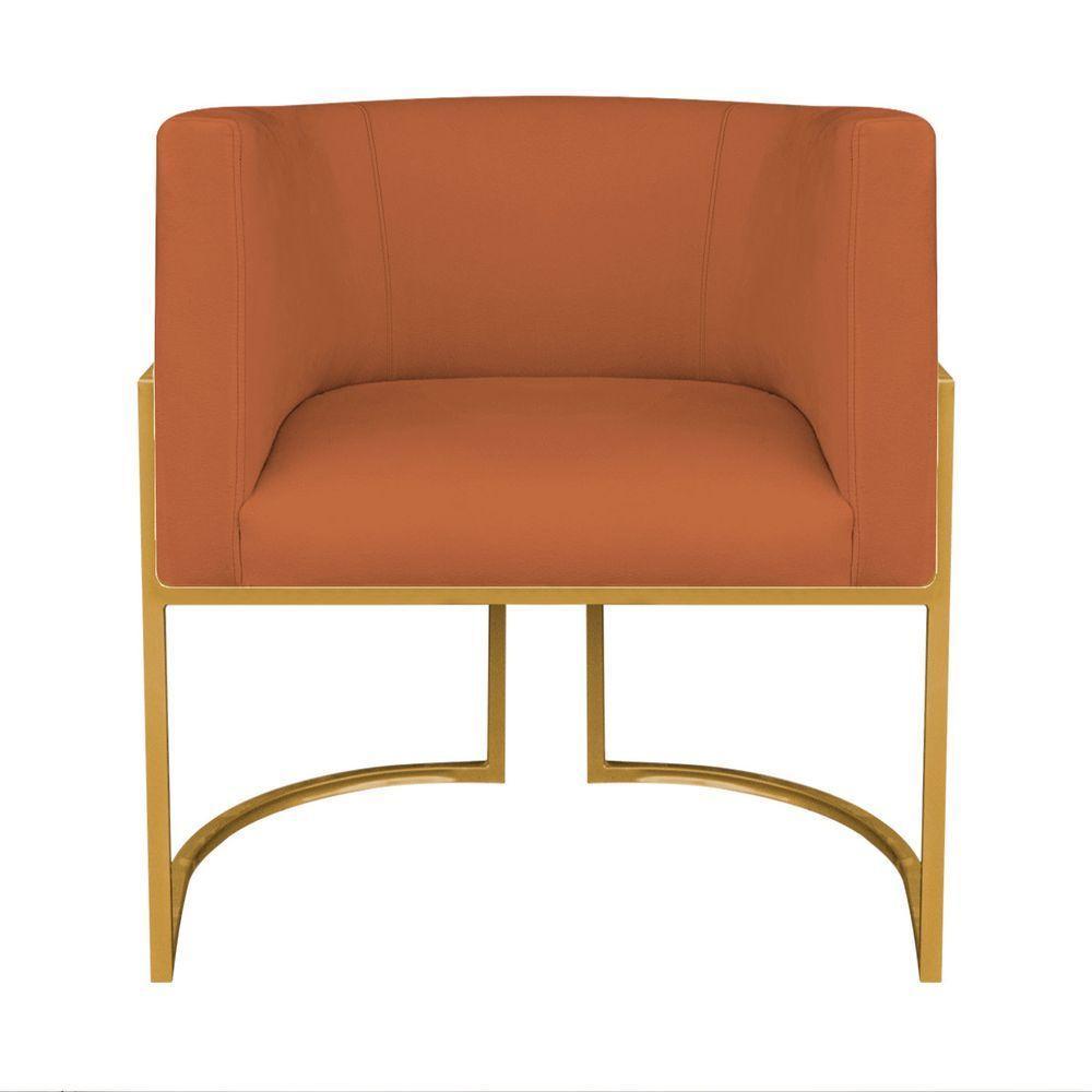 Kit Divã Luna 185cm Lado Esquerdo E 01 Poltrona Base De Ferro Dourado Suede Cor Terracota - 5