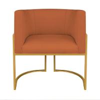 Kit Divã Luna 185cm Lado Esquerdo E 01 Poltrona Base De Ferro Dourado Suede Cor Terracota - 5