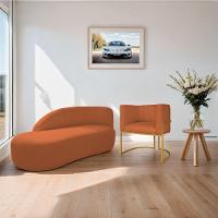 Kit Divã Luna 185cm Lado Esquerdo E 01 Poltrona Base De Ferro Dourado Suede Cor Terracota - 8