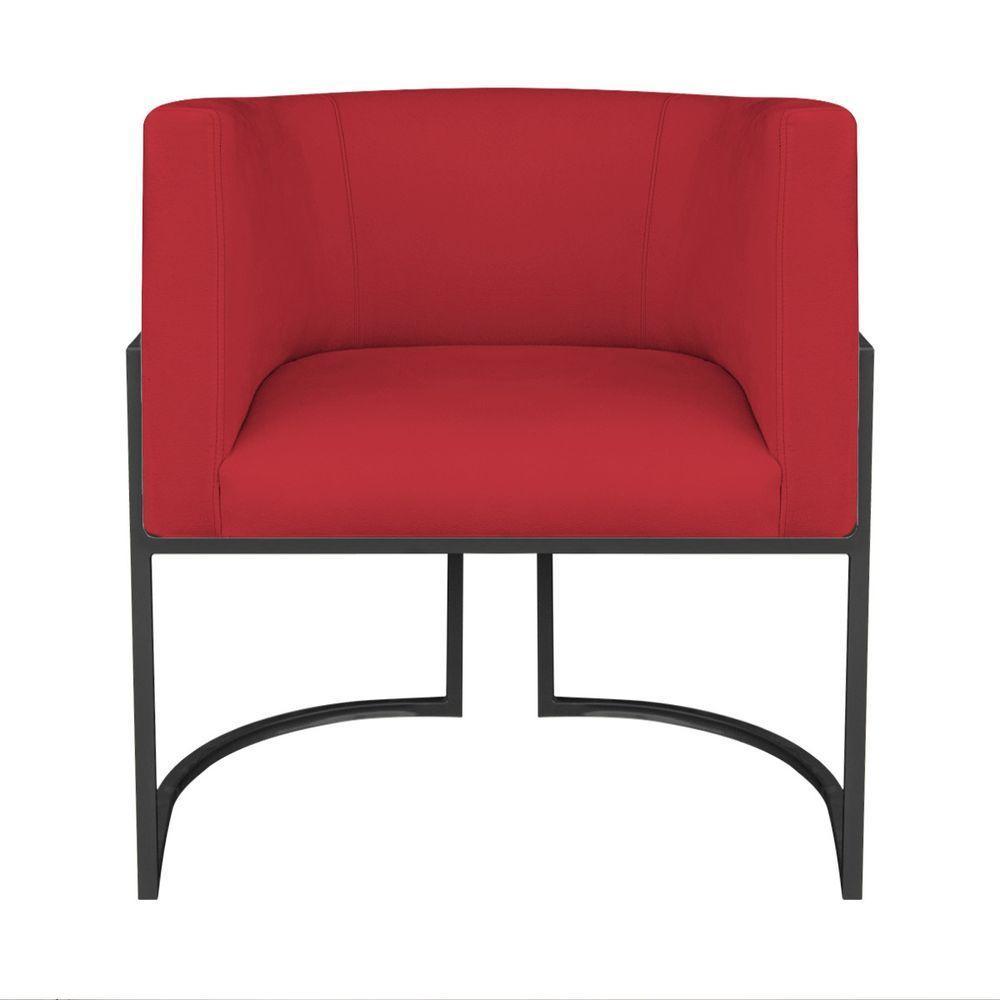 Kit Divã Luna 185cm Lado Esquerdo E 01 Poltrona Base De Ferro Preto Suede Cor Vermelho - 9