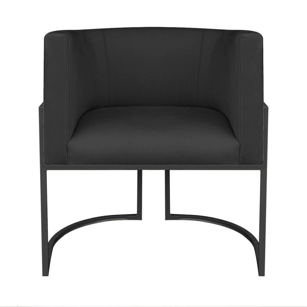 Kit Divã Luna 185cm Lado Esquerdo E 01 Poltrona Base De Ferro Preto Suede Cor Preto - 5