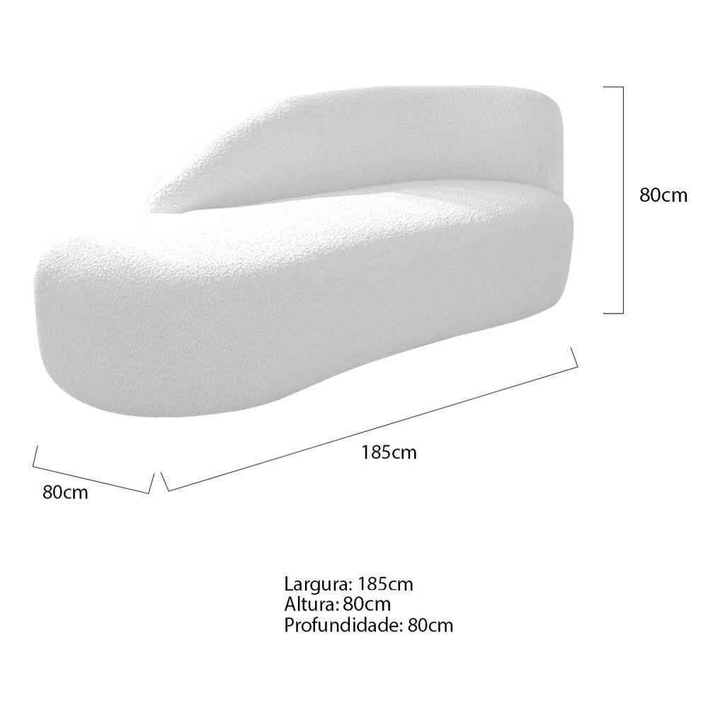 Kit Divã Luna 185cm Lado Esquerdo E 01 Poltrona Base De Ferro Preto Suede Cor Branco - 3