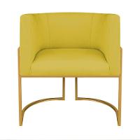 Kit Divã Luna 185cm Lado Esquerdo E 01 Poltrona Base De Ferro Dourado Suede Cor Amarelo - 5