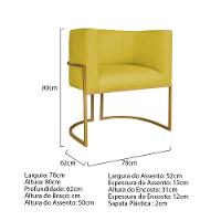 Kit Divã Luna 185cm Lado Esquerdo E 01 Poltrona Base De Ferro Dourado Suede Cor Amarelo - 9