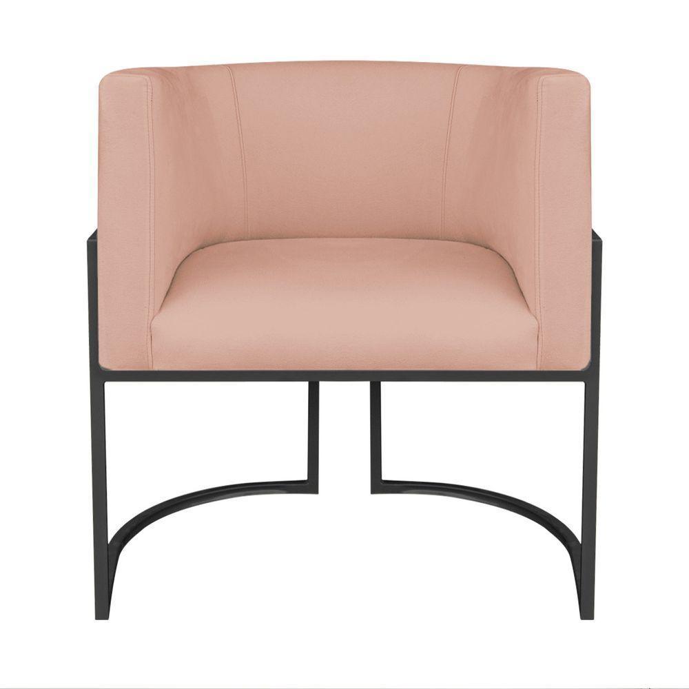 Kit Divã Luna 185cm Lado Direito E 02 Poltronas Base De Ferro Preto Suede Cor Rosê - 5