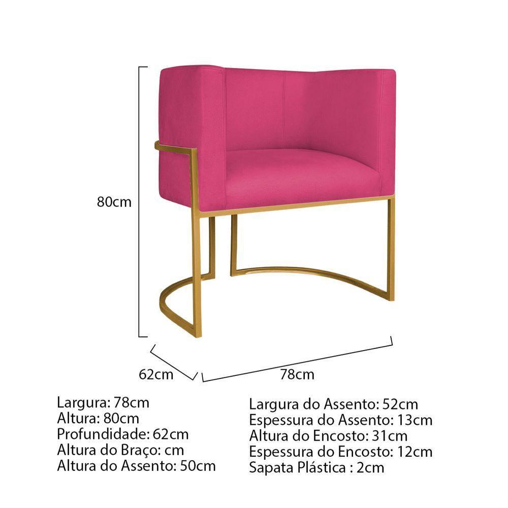Kit Divã Luna 185cm Lado Esquerdo E 01 Poltrona Base De Ferro Dourado Suede Cor Pink - 8