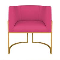 Kit Divã Luna 185cm Lado Esquerdo E 01 Poltrona Base De Ferro Dourado Suede Cor Pink - 5