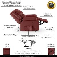 Poltrona Do Papai Reclinável Melim Power Touch Massagem Sintético Pu Fh1 - D'rossi Cor Vermelho - 6