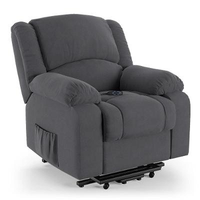 Poltrona Do Papai Reclinável Melim Elevação Lift Elétrico Veludo Fh1 - D'rossi Cor Cinza
