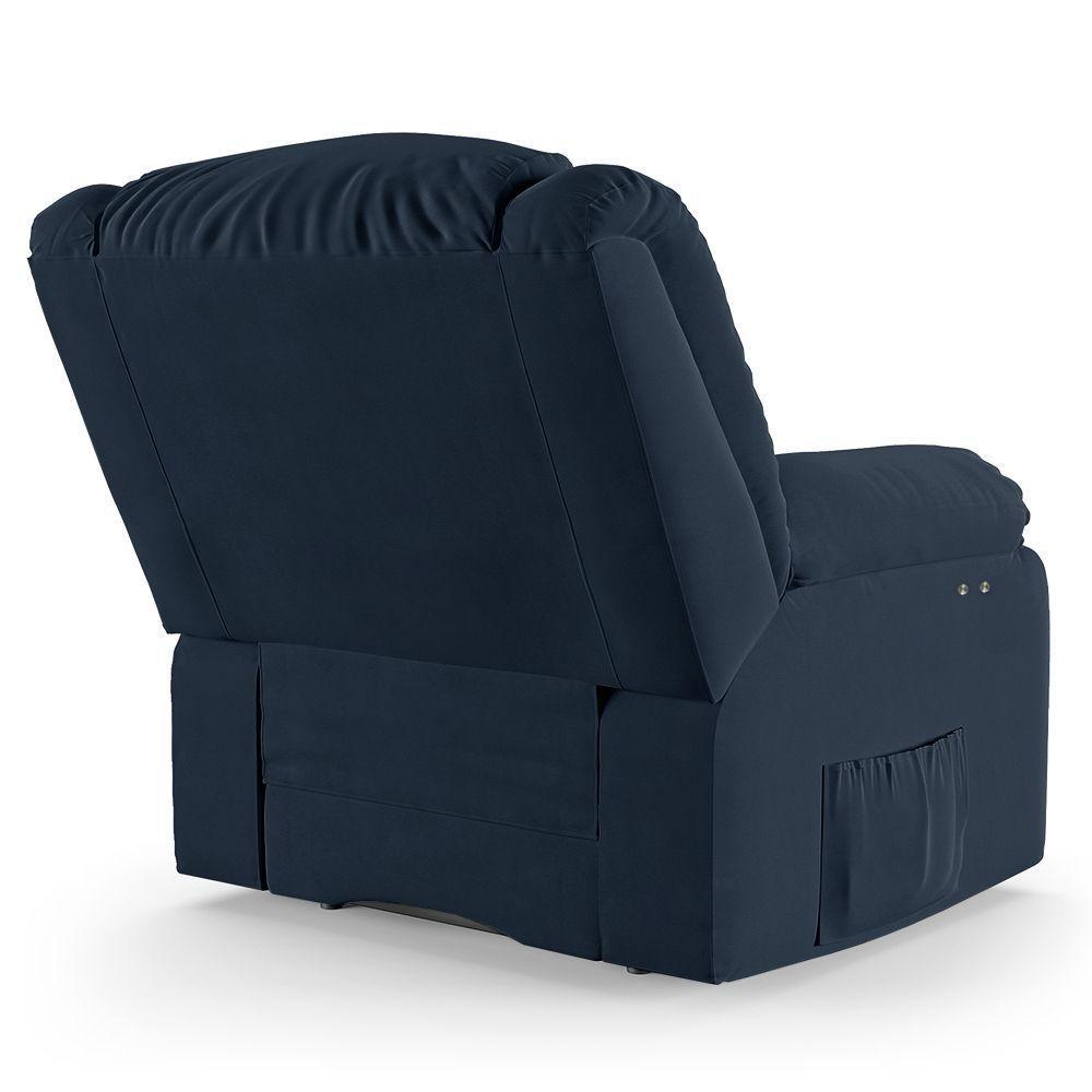 Poltrona Do Papai Reclinável Melim Power Touch Massagem Veludo Azul Fh1 - D'rossi - 5