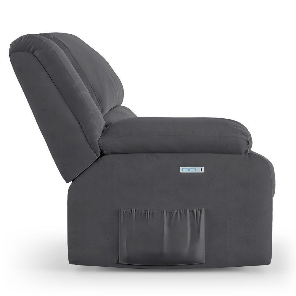 Poltrona Do Papai Reclinável Melim Elétrica Led Veludo Fh1 - D'rossi Cor Cinza - 6