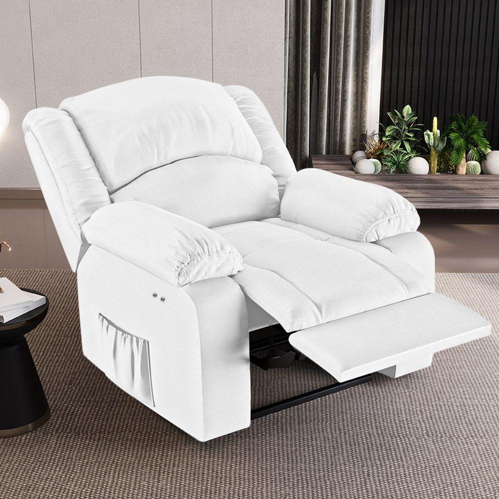 Poltrona Do Papai Reclinável Melim Power Touch Massagem Sintético Pu Fh1 - D'rossi Cor Branco - 9