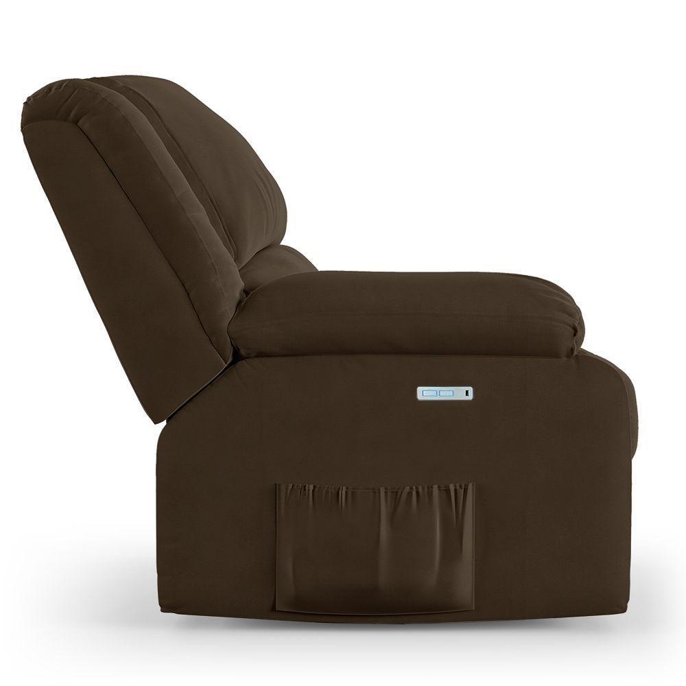 Poltrona Do Papai Reclinável Melim Elétrica Led Veludo Fh1 - D'rossi Cor Marrom - 2