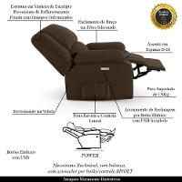 Poltrona Do Papai Reclinável Melim Elétrica Led Veludo Fh1 - D'rossi Cor Marrom - 6