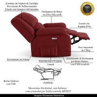 Poltrona Do Papai Reclinável Melim Elétrica Led Veludo Fh1 - D'rossi Cor Vermelho - 8