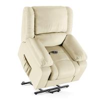 Poltrona Do Papai Reclinável Melim Elevação Lift Elétrico Pu Bege Fh1 - D'rossi