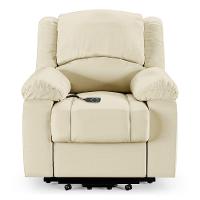 Poltrona Do Papai Reclinável Melim Elevação Lift Elétrico Pu Bege Fh1 - D'rossi - 5