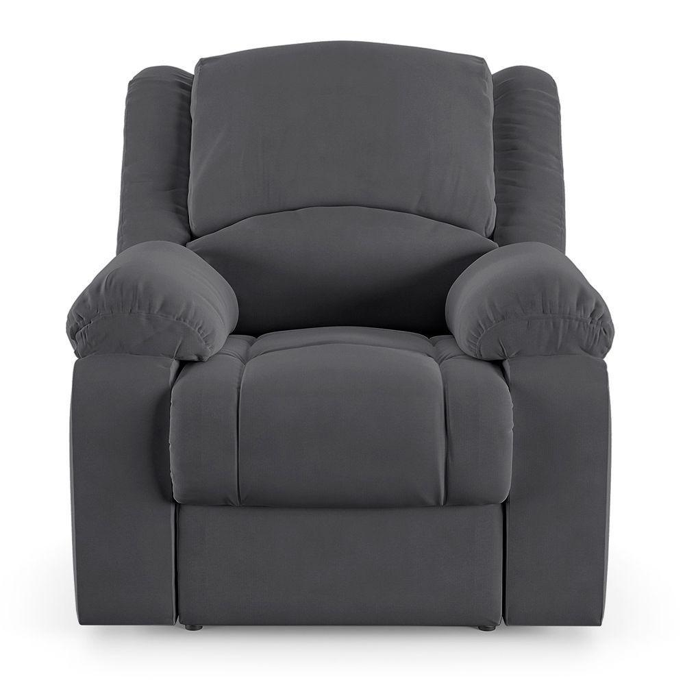 Poltrona Do Papai Reclinável Melim Power Touch Massagem Veludo Cinza Fh1 - D'rossi - 4