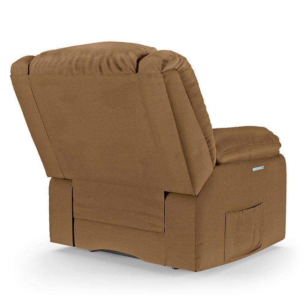Poltrona Do Papai Reclinável Melim Elétrica Led Pu Caramelo Fh1 - D'rossi - 5
